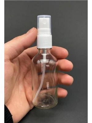 Zemira 10 Adet Şeffaf Kapaklı Beyaz Sprey Fısfıs Kolonya Dezenfektan Çok Amaçlı Cep Çanta Cam Şişe 50ML