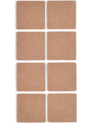Zemira Kahverengi 8 Adet Yapışkanlı Sandalye, Masa, Koltuk Altı Parke Koruma Keçesi, Kare, 5 cm