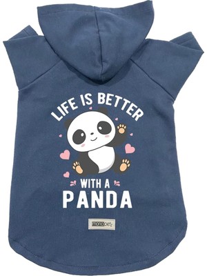 Zemira Kapişonlu Sweatshirt Kıyafeti & Elbisesi - Lacivert Panda Xl Beden