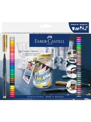 Zemira Faber-Castell 30'lu Creative Markör Seti,suya Dayanıklı,kalıcı Mürekkep,ergonomik Gövde