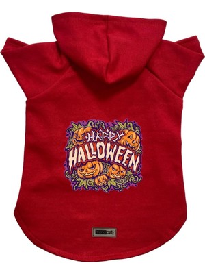 Zemira Kapişonlu Sweatshirt Kıyafeti & Elbisesi Kırmızı Happy Halloween S
