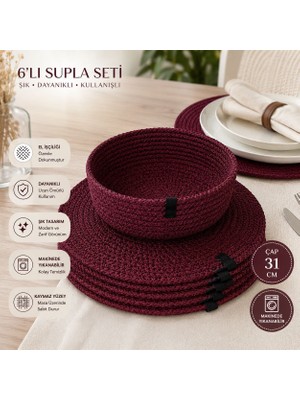 Myistasyon 7 Parça Jüt Supla / Amerikan Servis Lux Sunum Tabak Altlığı+Sepet