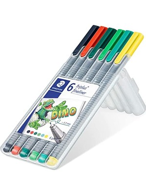 Zemira Staedtler 334 SB6CS10 Triplus Fineliner Dino 0.3 mm 6'lı Set Karışık Renk