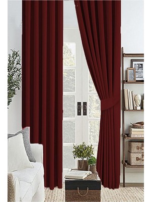 Zemira Bordo Kalın Güneşlik Blackout Kararma Fon Perde Düz Dikim 240 x 250