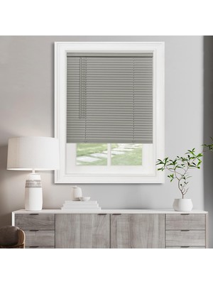 Zemira Akülü Işık Filtreleme Mini Stor Perde - 76 cm Genişlik, 150 cm Uzunluk, 2,5 cm Çıta Boyutu - Gri -