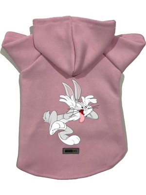 Zemira Kapişonlu Sweatshirt Kıyafeti & Elbisesi Pembe Bugs Bunny Xs