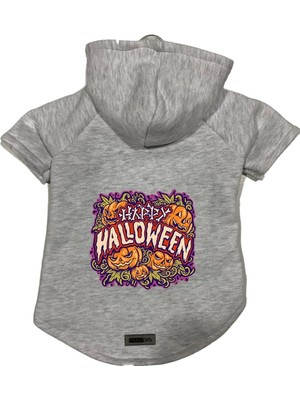 Zemira Kapişonlu Sweatshirt Kıyafeti & Elbisesi Gri Happy Halloween L