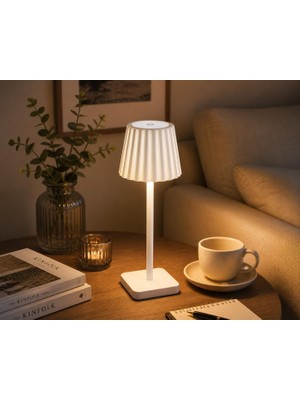 Zemira Merida Şarjlı LED Masa Lambası | 3 Renk (3000K-4500K-6000K) Dimmer Ayarlı | Dokunmatik | |