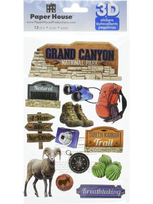 Zemira Paper House Productions Unbekannt Kağıt Kağıt 3 Boyutlu Çıkartmalar-Grand Canyon, Diğer, Çok Renkli