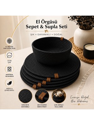Myistasyon 7 Parça Jüt Supla / Amerikan Servis Lux Sunum Tabak Altlığı+Sepet
