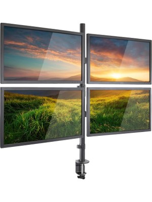 Zemira Ergoflex EF54 Steel 2-8 kg Quad Ekran Asansörlü 13-27INCH Monitör Standı, Siyah