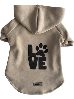 Zemira Monopetz Kapişonlu Sweatshirt Kıyafeti - Bej Love S Beden
