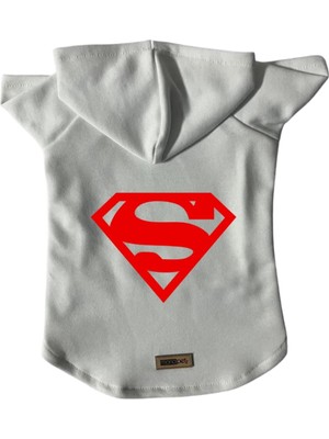 Zemira Monopetz Kapişonlu Sweatshirt Kıyafeti & Elbisesi - Beyaz Superman L Beden