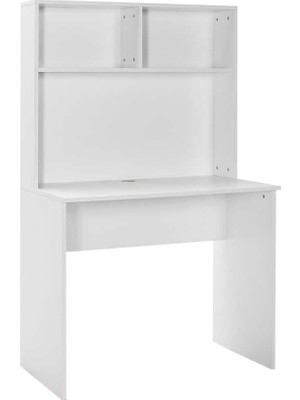 Zemira White Raflı Çalışma Masası-Mat Beyaz 90X148X52 cm (Gxyxd)