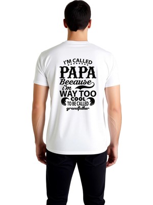 PayBuy Erkek %100 Pamuk Kısa Kollu Yuvarlak Yaka Baskılı Tişört Papa Yazılı Mizah Tasarımlı Rahat Kesim