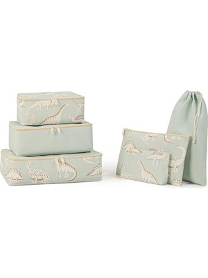 Zemira Textile 6'lı Çocuk Odası Dinozor Bavul Içi Düzenleyici Set