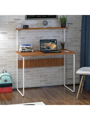 Zemira G Masa 100X50 Metal Iskeletli Parlak Bambu Yüzey Ders Çalışma Bilgisayar Masası