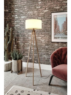 Zemira Tripod Lambader 3 Ayaklı – Dekoratif Ayaklı Lamba, E27 Duy Uyumlu, Mdf Ahşap Ayaklı Salon