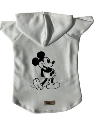 Zemira Kapişonlu Sweatshirt Kıyafeti & Elbisesi - Beyaz Mickey L Beden