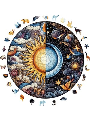Zemira Ahşap Puzzle Yetişkin - Gün Gece - 252 Parça, 29 x 29 cm - Yapıştırıcı Folyo Dahil - Benzersiz Ş