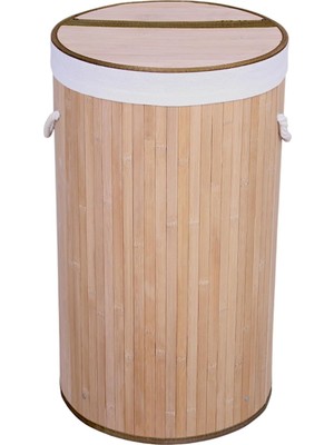 Zemira Deconox El Yapımı Hasır Katlanır Çamaşır Sepeti Yuvarlak 60 Litre (35CM*35CM*61CM), Doğal Malzemede