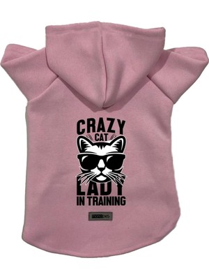 Zemira Kapişonlu Sweatshirt Kıyafeti & Elbisesi Pembe Crazy Cat Xl