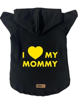 Zemira Kapişonlu Sweatshirt Kıyafeti & Elbisesi - Siyah I Love Mommy Xl Beden