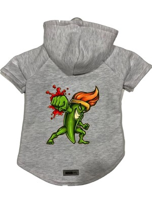 Zemira Kapişonlu Sweatshirt Kıyafeti & Elbisesi Gri Brush Fighter Xl