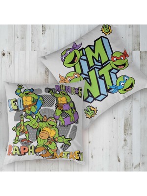 Zemira Ninja Gray Karakter Baskılı Pamuk Kırlent, Çok Renkli, 40X40 cm