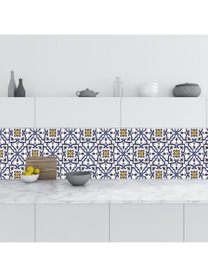 Zemira Mutfak Tezgah Arası Folyo Fayans Kaplama Folyosu Italyan Çini Motif 60X400 cm