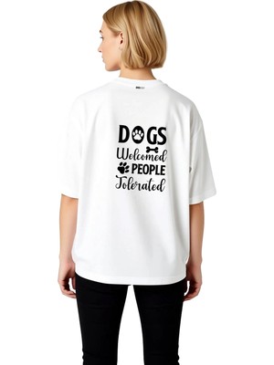 PayBuy Kadın Oversize Baskılı Tişört Köpek Severlere Mizahi Mesajlı Rahat Kesim Günlük Giyim Modern Şık