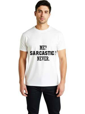 PayBuy Erkek Grafik Baskılı Sarcasm Yazılı Kısa Kollu Tişört %100 Pamuk Rahat Kesim Günlük Giyim Modern