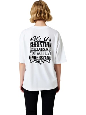 PayBuy Kadın Oversize Grafik Baskılı Tişört Iman Mesajlı Vintage Stil Rahat Kesim Günlük Giyim Modern Şık
