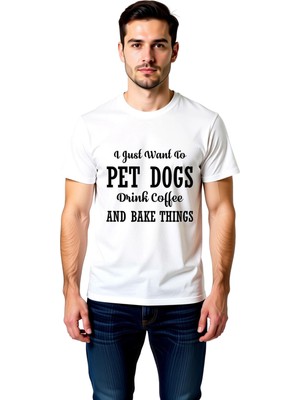PayBuy Köpekler Kahve ve Fırın Kombinasyonu Baskılı Erkek Tişört