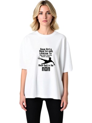 PayBuy Kadın Oversize Grafik Baskılı Tişört Futbol Sevgili Anneler Için Retro Tipografi Konforlu Günlük