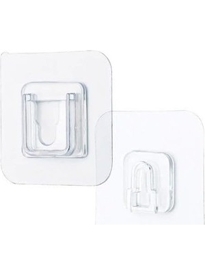 Zemira Eşya Sabitleme Askısı 10'lu Şeffaf Çift Taraflı Yapışkanlı Geçmeli Klips