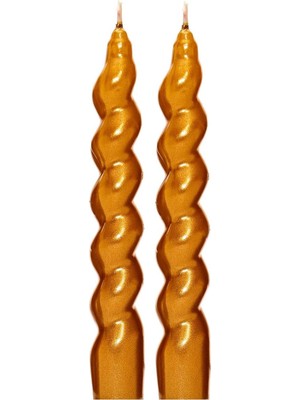 Zemira 2'li Twirl Glow Gold Şamdan Mum Seti (18 Cm)