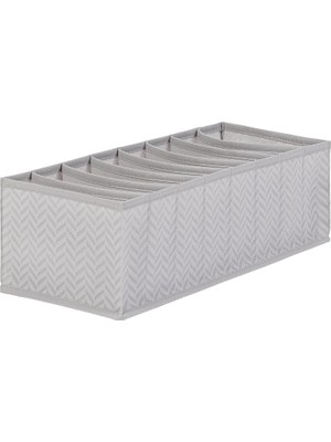 Zemira Textile 8 Bölmeli Gri Balıksırtı Çekmece Düzenleyici 17 x 41,5 x 12 cm