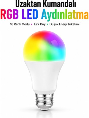 Hace Bazaar Kumanda Destekli Çok Renkli Akıllı LED Ampul -Hcb