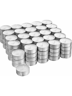 Zemira Tealight 50 Adet, Çaydanlık Mumu, Beyaz, 4 Saat Yanma Süresi