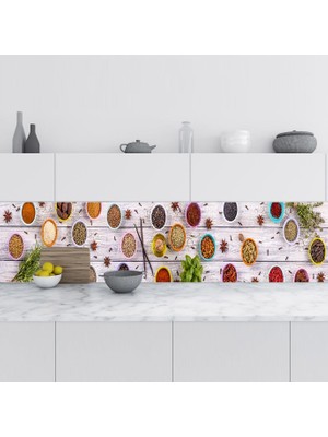 Zemira Mutfak Tezgah Arası Folyo Fayans Kaplama Folyosu Baharat Otlar 60X300 cm