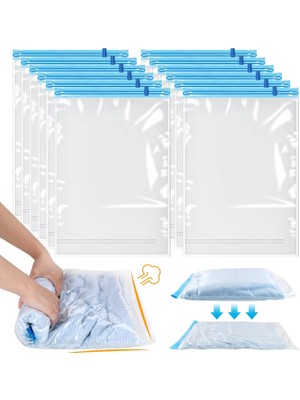Zemira Dntorx 12 Adet Vakumlu Torba, Kıyafet Seyahat Için, 40 x 60 cm Vakumlu Torba, Kıyafet Için, Yer Tas