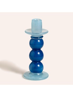 Zemira Baıta - Lacıvert Cam Şamdan 10.5X10.5X24 cm