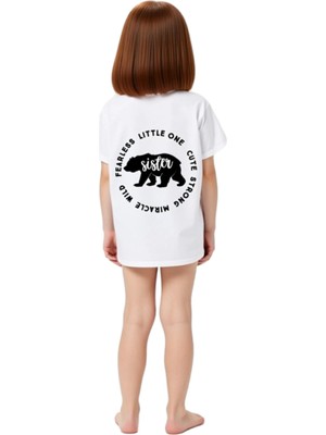 PayBuy Çocuk Tişört Kız Kardeş Temalı Baskılı Fearless Little One Cute Strong Wild Miracle Tasarım Günlük
