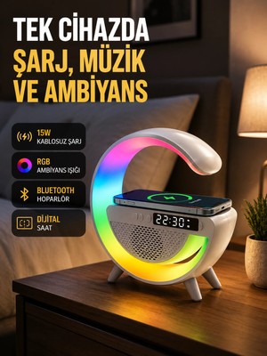 Urfakent 2025 Model 15W Kablosuz Şarjlı Renkli Atmosfer Lambası