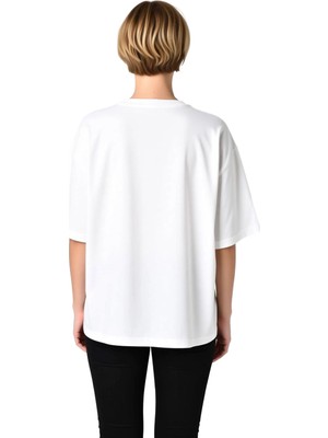 PayBuy Kadın Oversize Grafik Baskılı Mizahi Iman Temalı Kısa Kollu Tişört Rahat Kesim Günlük Modern Şık
