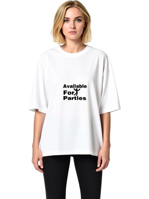 PayBuy Partiler Için Hazırım Baskılı Kadın Oversize Tişört