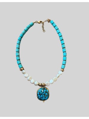 Fem Bijoux Turkuaz & Inci Vıp Tasarım Kolye