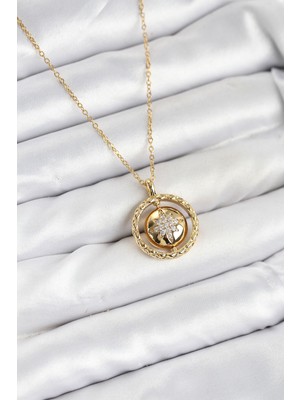 Ozkr Store 316L Çelik Zincir Gold Renk Kutup Yıldızı Model Kadın Kolye