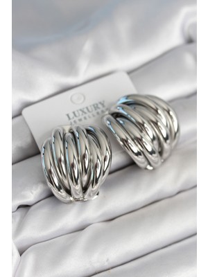 Ozkr Store Pirinç Gümüş Renk Vintage Kadın Küpe